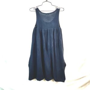 Theory Tatiana Glaze Bubble Blue Tank Linen/Silk Blend Dress Size Small